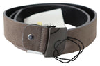 Costume National Brown Leather Square Logo Buckle Belt - Maison Luxe