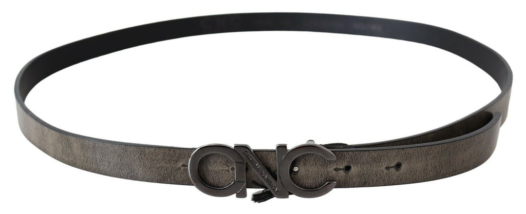 Costume National Dark Brown Leather Letter Logo Buckle Belt - Maison Luxe