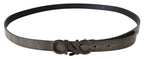 Costume National Dark Brown Leather Letter Logo Buckle Belt - Maison Luxe