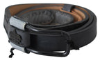 Ermanno Scervino Black Leather Fringes Logo Buckle Belt - Maison Luxe
