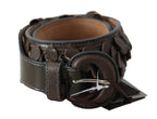 Ermanno Scervino Dark Brown Leather Round Buckle Waist Belt - Maison Luxe
