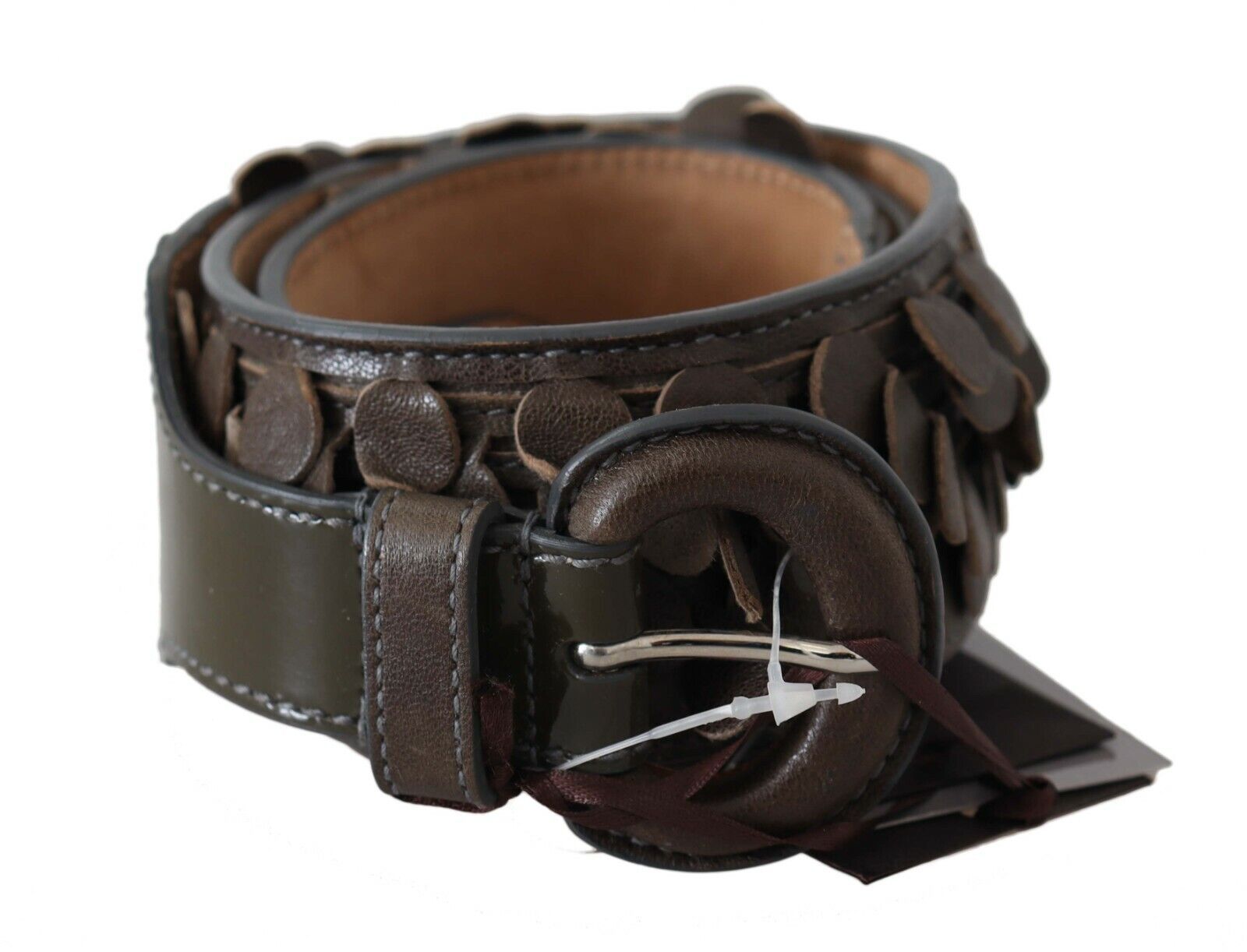 Ermanno Scervino Dark Brown Leather Round Buckle Waist Belt - Maison Luxe