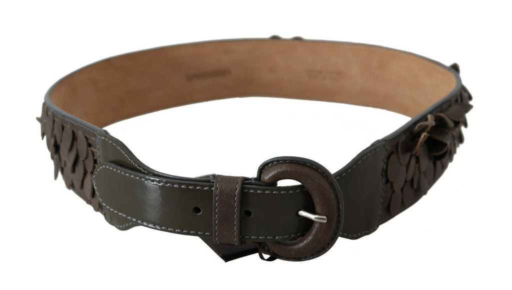Ermanno Scervino Dark Brown Leather Round Buckle Waist Belt - Maison Luxe