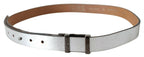 Costume National Brown Metallic Silver Leather Belt - Maison Luxe