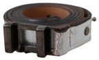 Costume National Brown Metallic Silver Leather Belt - Maison Luxe