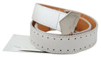 GF Ferre White Leather Hexagon Logo Buckle Waist Belt - Maison Luxe