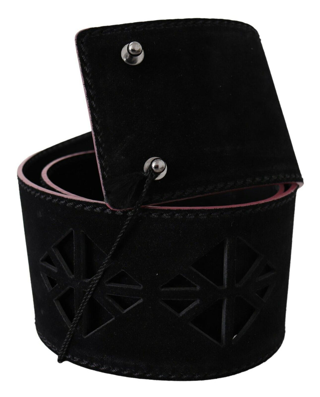 Costume National Black Leather Wide Waist Studded Women Belt - Maison Luxe