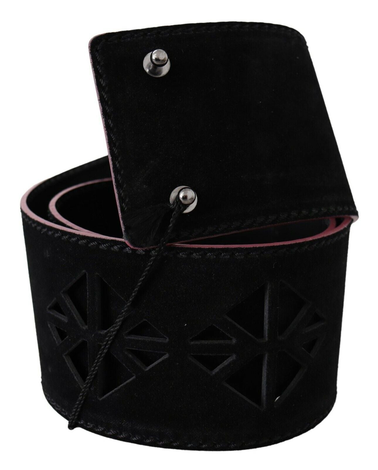 Costume National Black Leather Wide Waist Studded Women Belt - Maison Luxe
