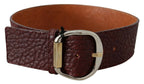 GF Ferre Bordeaux Wide Leather Waist Gold Silver Belt - Maison Luxe