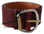 GF Ferre Bordeaux Wide Leather Waist Gold Silver Belt - Maison Luxe
