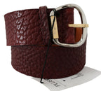 GF Ferre Bordeaux Wide Leather Waist Gold Silver Belt - Maison Luxe