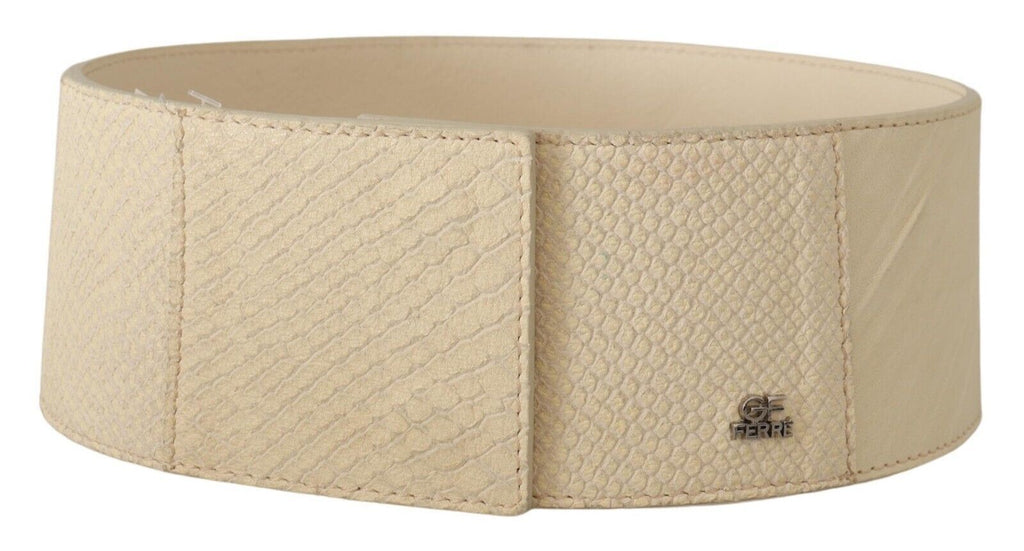 GF Ferre White Waxed Cotton Wide Fashion Belt - Maison Luxe