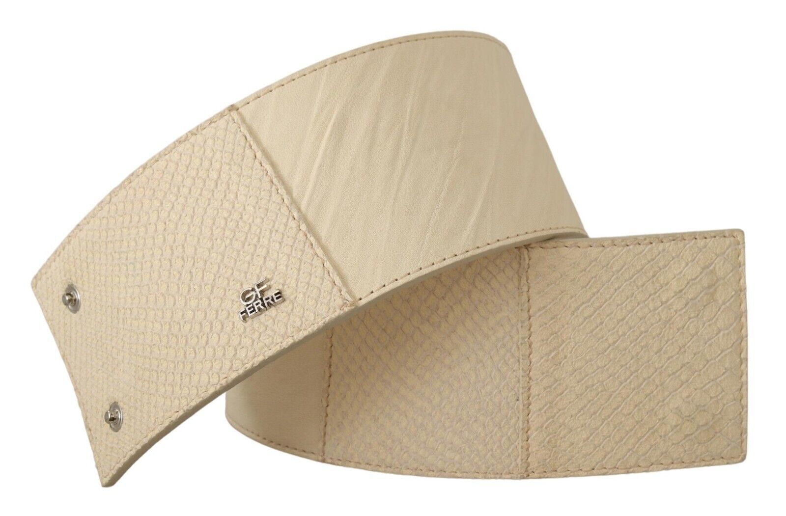 GF Ferre White Waxed Cotton Wide Fashion Belt - Maison Luxe