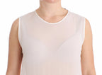 Koonhor White Pleated Bottom Tank Sheath Transparent Dress