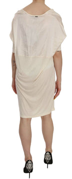Costume National Cream Round Neck Knee Length Dress