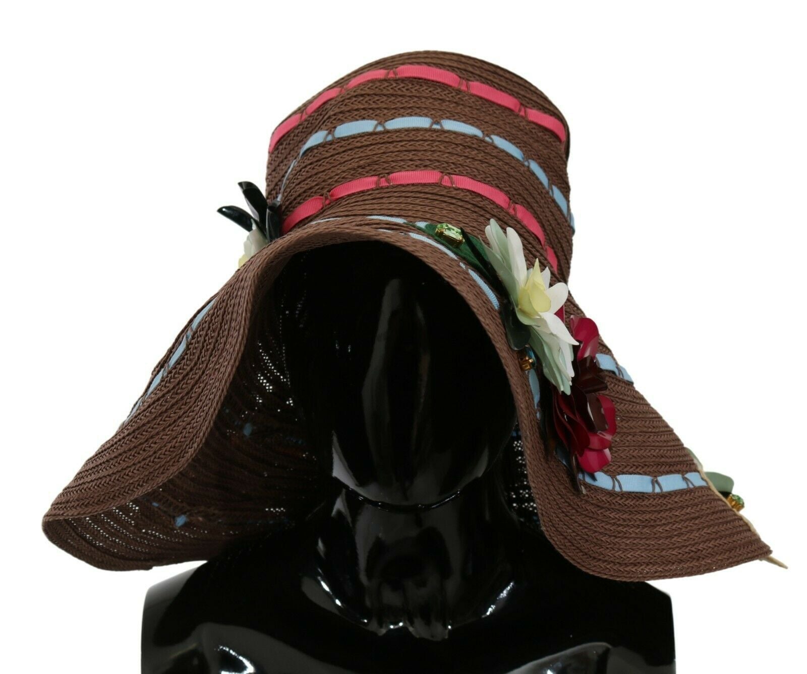 Dolce & Gabbana Brown Knitted Straw Floral Hat - Maison Luxe