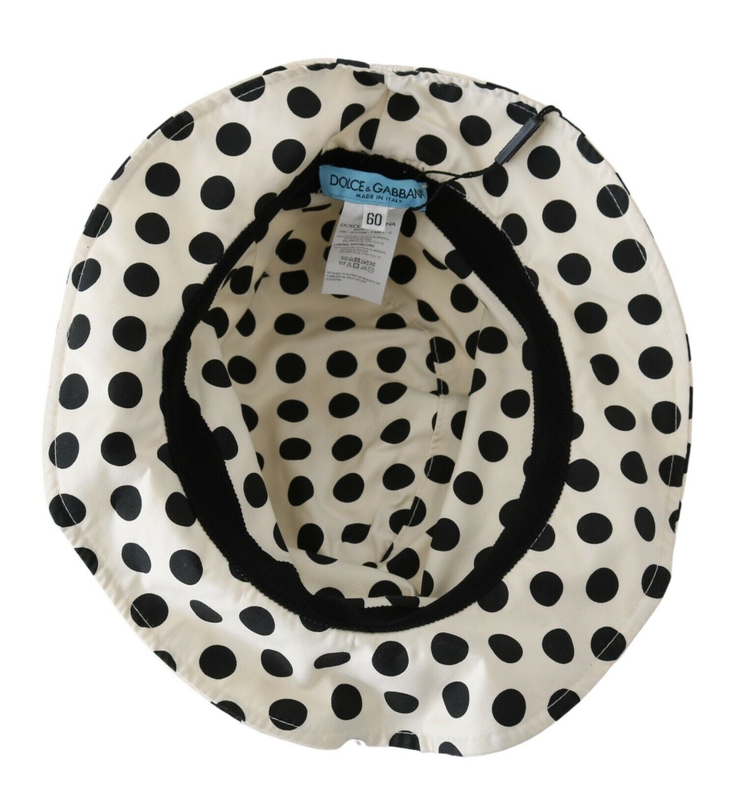 Dolce & Gabbana White 100% Cotton Polka Dot Design Trilby Hat - Maison Luxe