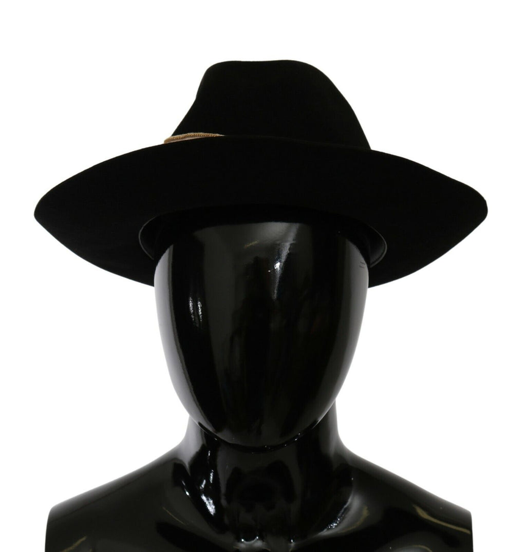 Dolce & Gabbana Black Lapin Amor Gignit Wide Brim Panama Hat - Maison Luxe