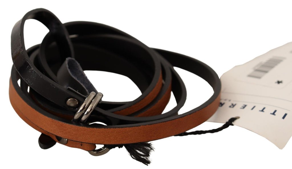 Costume National Brown Leather Silver Tone Buckle Belt - Maison Luxe