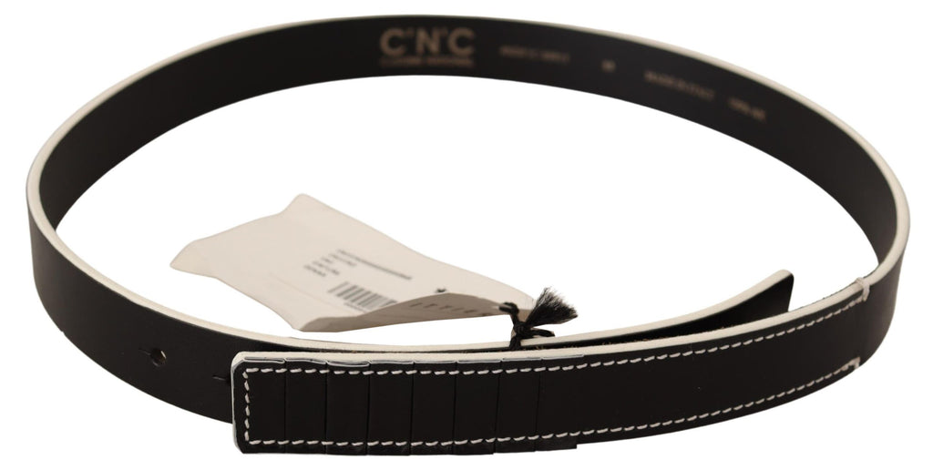 Costume National Black White Leather Fashion Waist  Belt - Maison Luxe