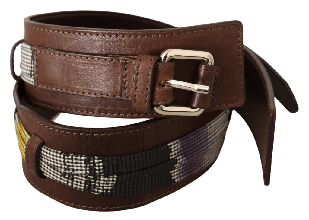 Costume National Brown Leather Silver Buckle Belt - Maison Luxe