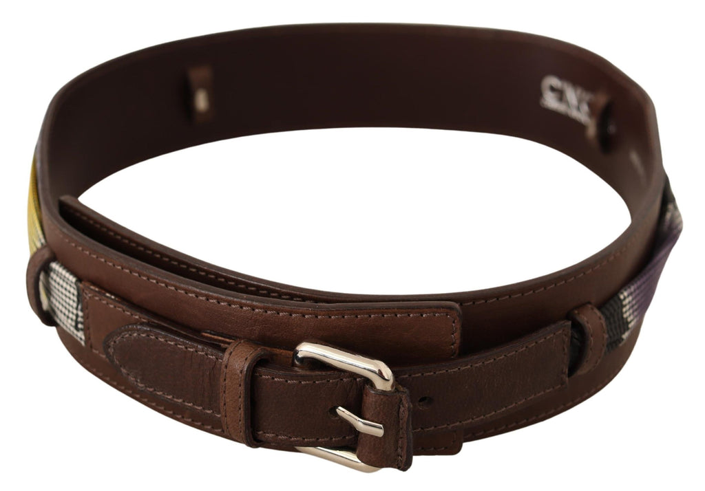 Costume National Brown Leather Silver Buckle Belt - Maison Luxe