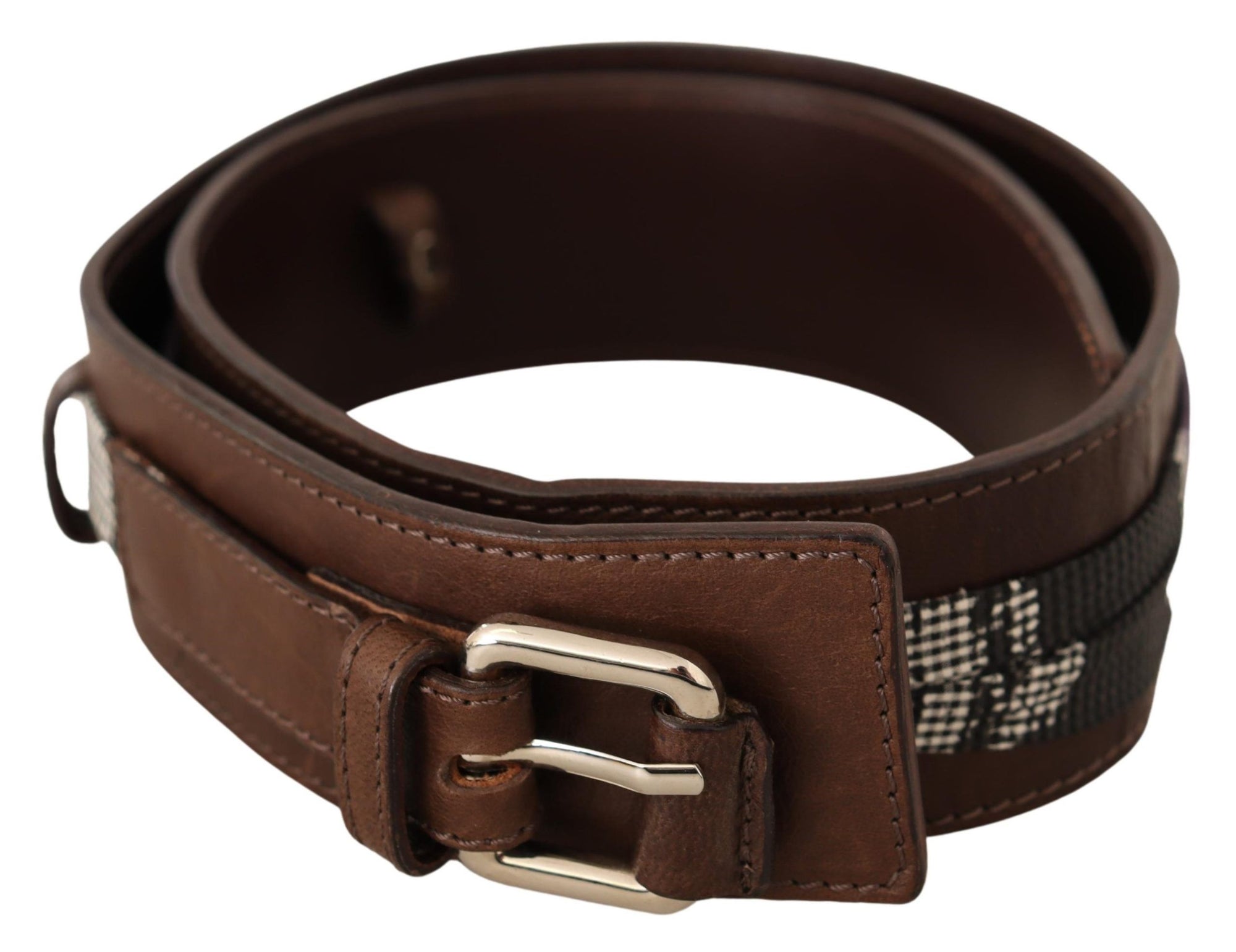 Costume National Brown Leather Silver Buckle Belt - Maison Luxe
