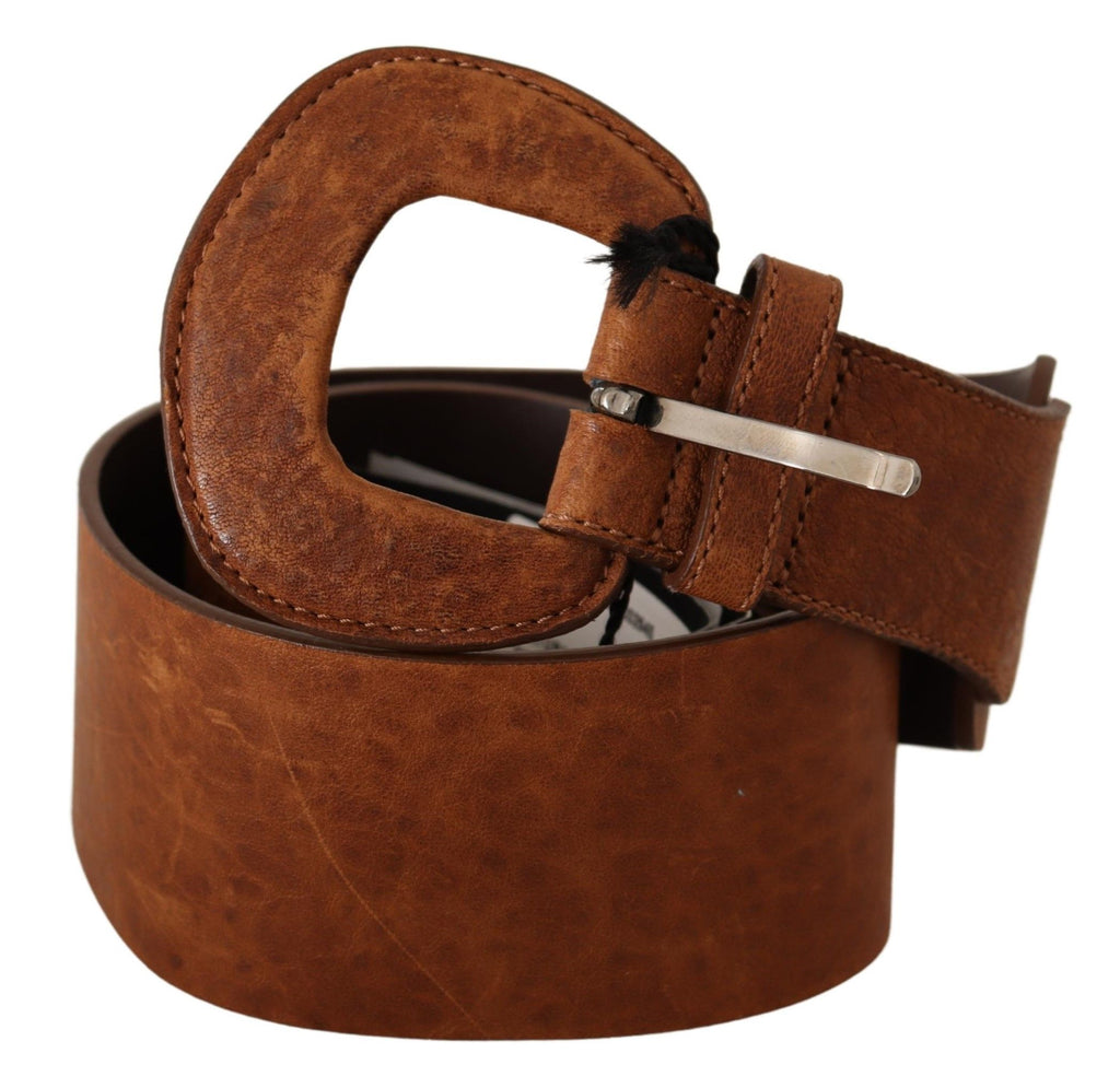 Costume National Brown Leather Fashion Waist Buckle Belt - Maison Luxe