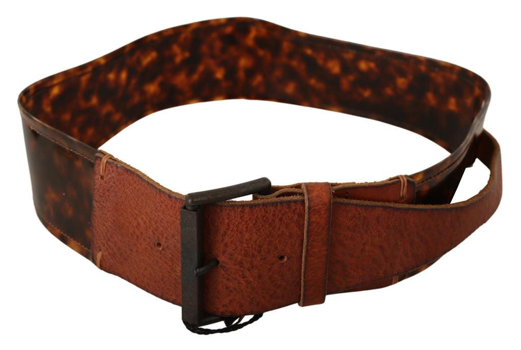 Ermanno Scervino Dark Brown Leather Buckle Waist Belt - Maison Luxe