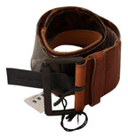 Ermanno Scervino Dark Brown Leather Buckle Waist Belt - Maison Luxe