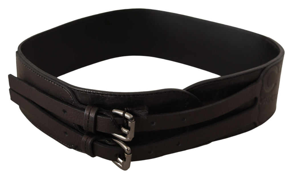 Costume National Dark Brown Leather Double Buckle Belt - Maison Luxe