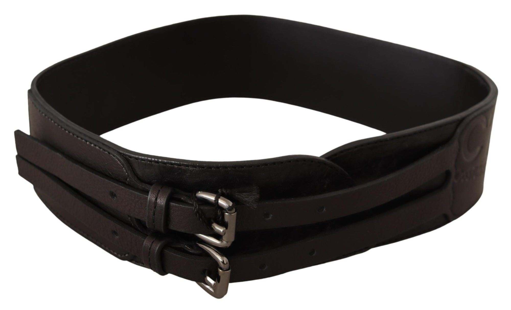 Costume National Dark Brown Leather Double Buckle Belt - Maison Luxe