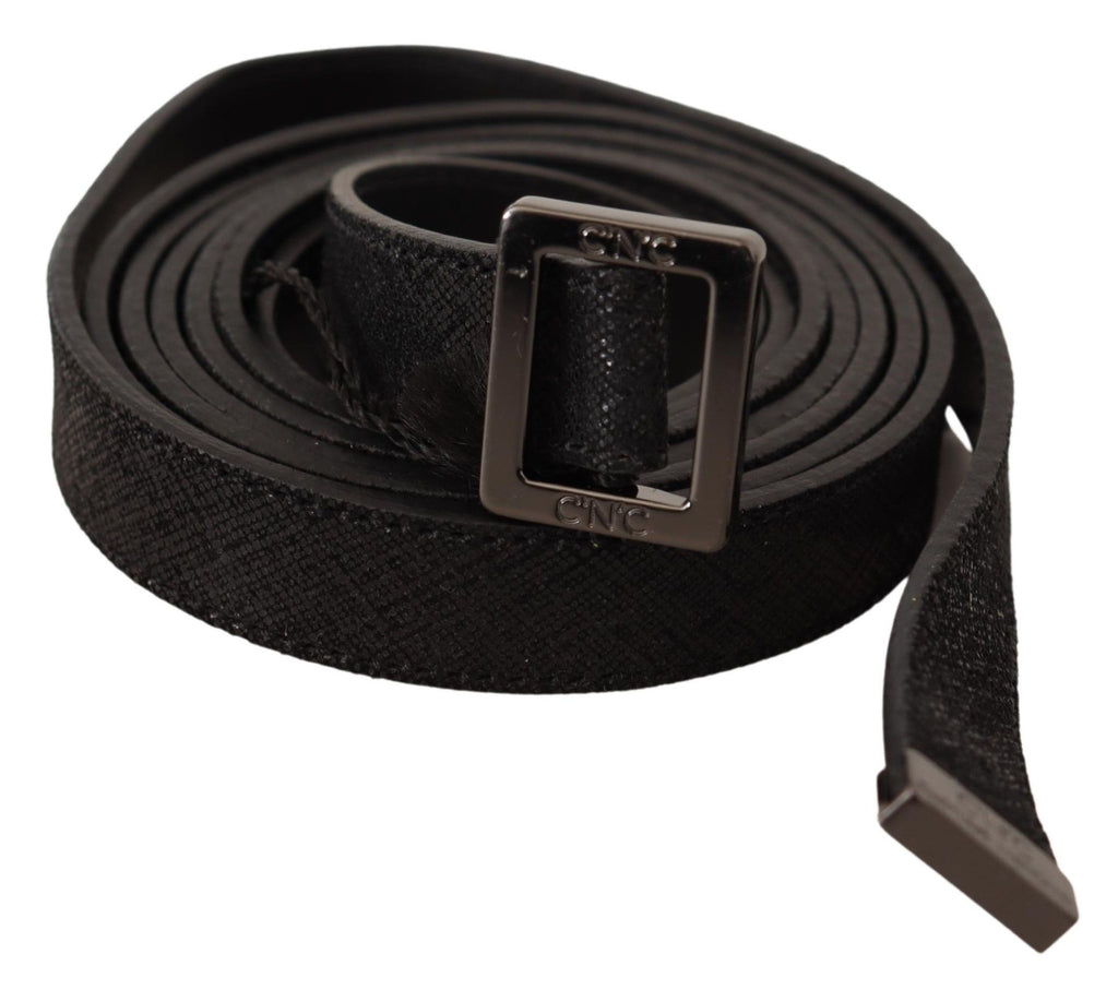 Costume National Black Leather Metal Buckle Waist Belt - Maison Luxe