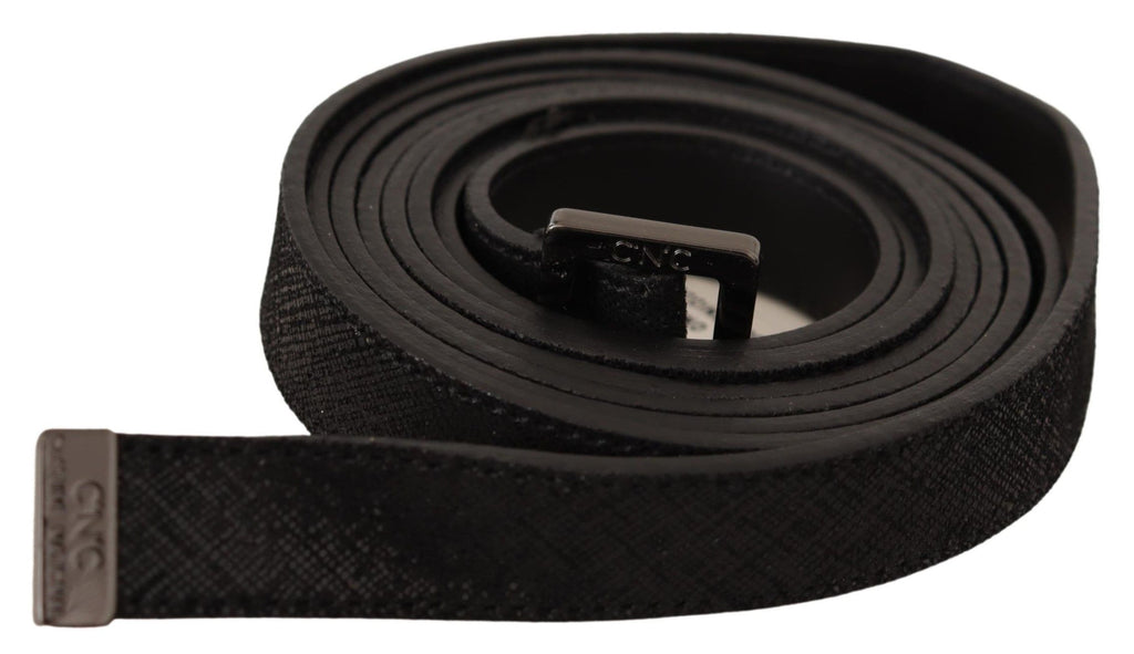Costume National Black Leather Metal Buckle Waist Belt - Maison Luxe