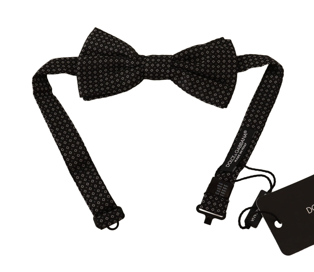 Dolce & Gabbana Black Patterned Adjustable Neck Papillon Bow Tie - Maison Luxe