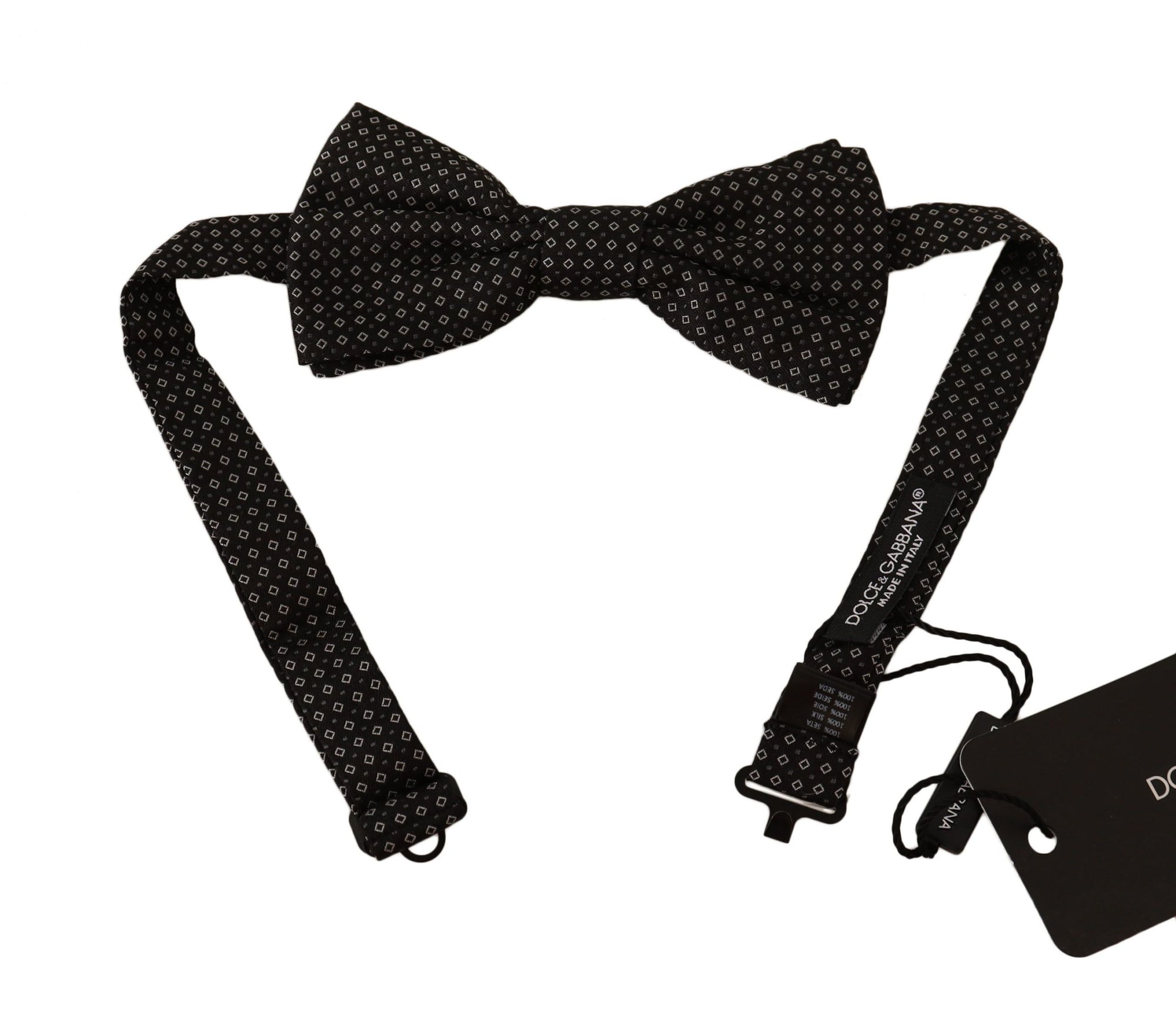 Dolce & Gabbana Black Patterned Adjustable Neck Papillon Bow Tie - Maison Luxe