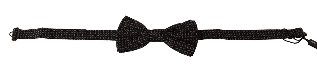Dolce & Gabbana Black Patterned Adjustable Neck Papillon Bow Tie - Maison Luxe