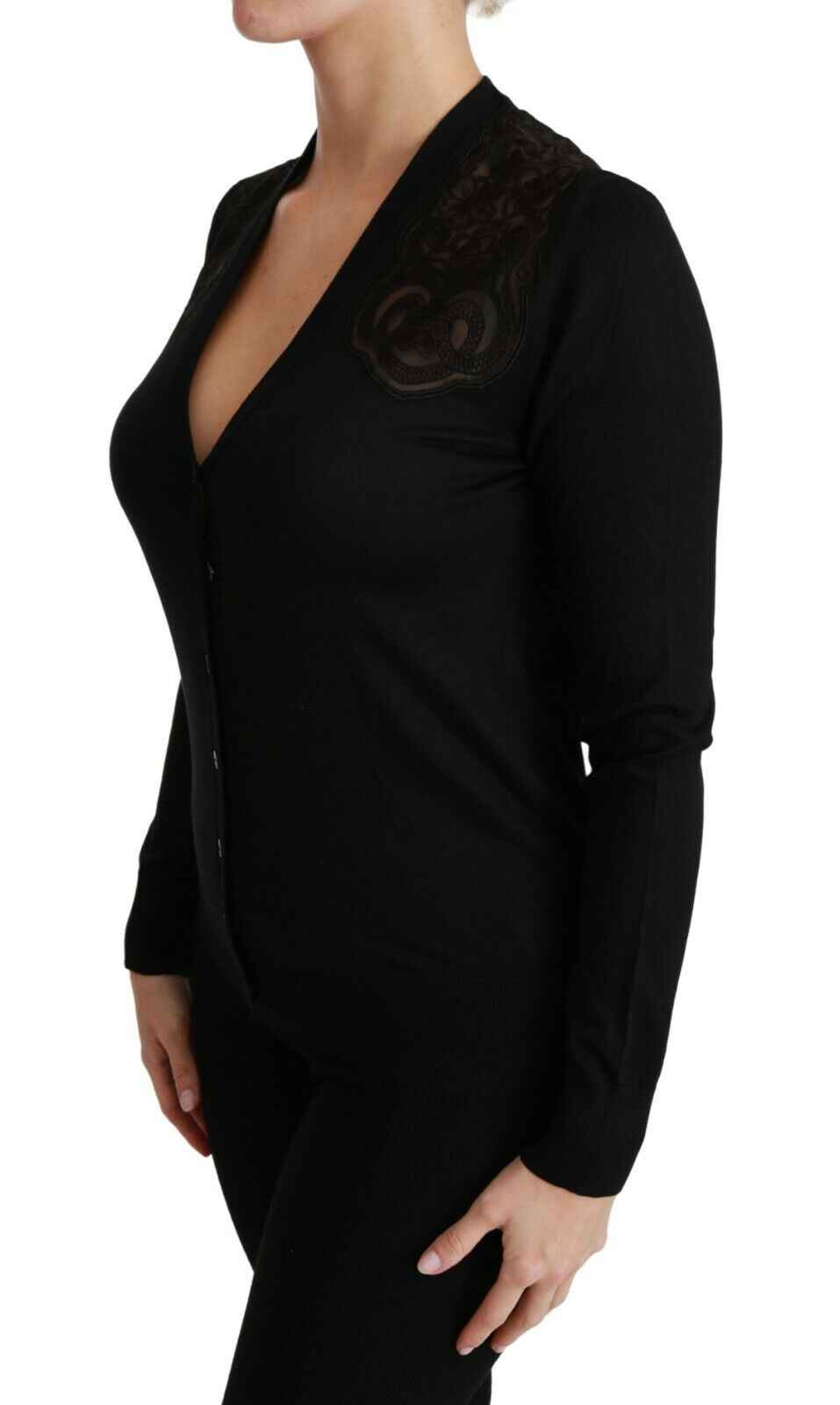 Dolce & Gabbana Black Lace Sweater Cardigan Sweater