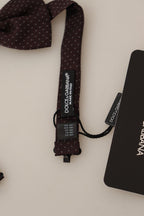 Dolce & Gabbana Brown Dotted Silk Adjustable Neck Papillon Bow Tie - Maison Luxe