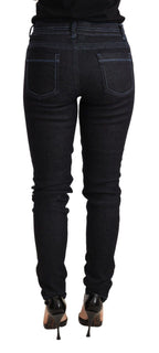 Acht Blue Cotton Low Waist Slim Fit Denim Women Trouser Jeans