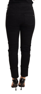 Ermanno Scervino Black Low Waist Skinny Slim Trouser Cotton  Jeans