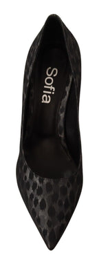 Sofia Black Leopard Leather Stiletto High Heels Pumps Shoes