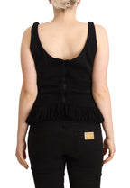Ermanno Scervino Black Cotton Sleevelesss Tank Casual Top