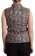 Comeforbreakfast Brown Black Vest Leather Sleeveless Top Blouse
