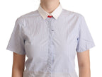 AGLINI Light Blue Cotton Short Sleeves Collared Polo Top