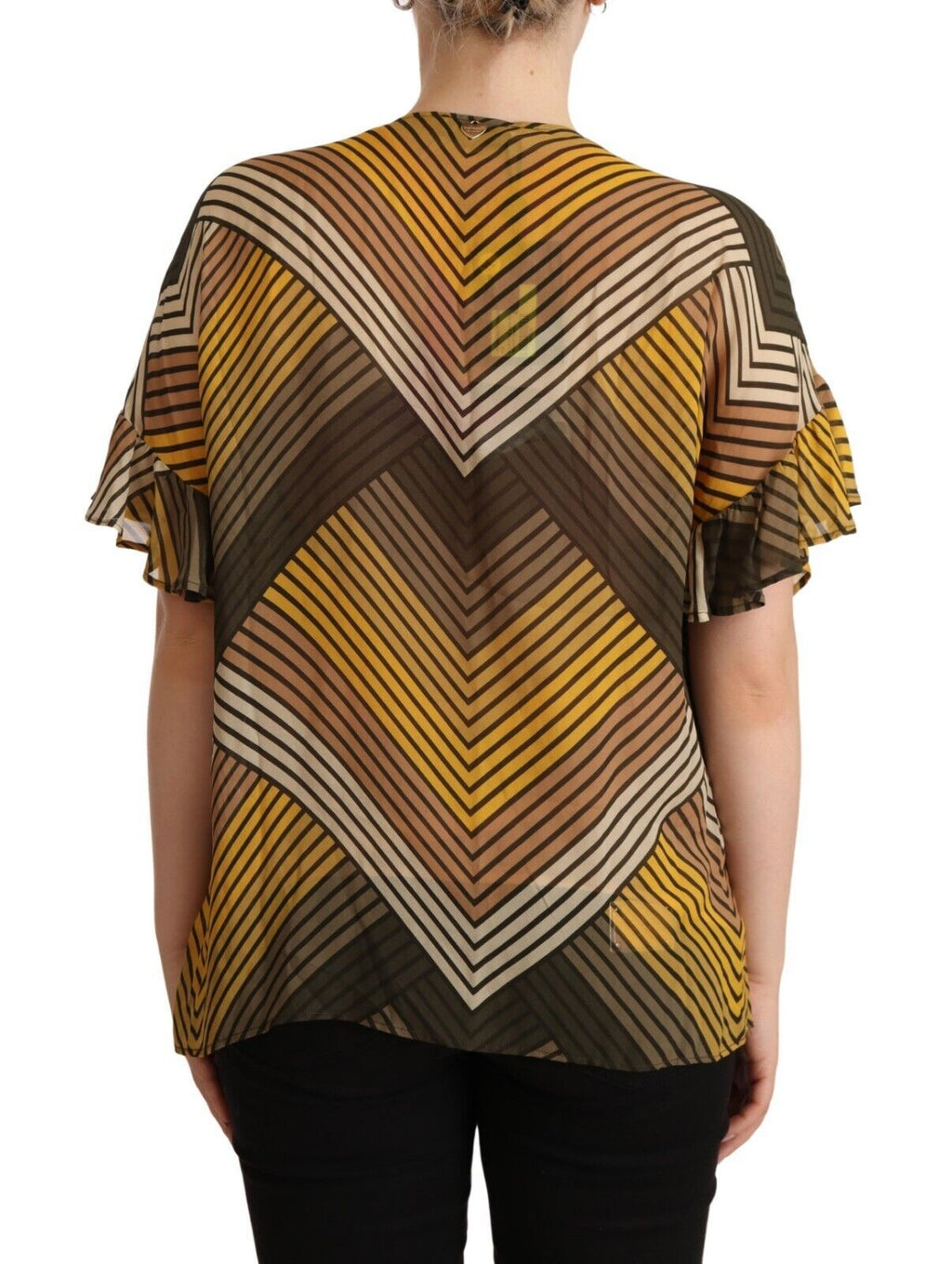 Twinset Multicolor Stripes Short Sleeves Round Neck Top Blouse