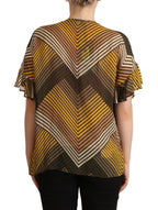 Twinset Multicolor Stripes Short Sleeves Round Neck Top Blouse