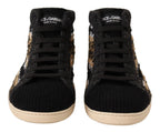Dolce & Gabbana Beige Brown Wool Cotton High Top Sneakers
