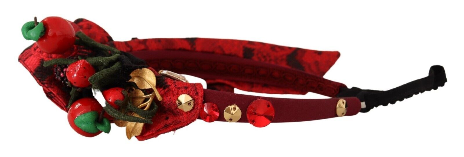 Dolce & Gabbana Red Tiara Berry Fruit Crystal Bow Hair Diadem Headband - Maison Luxe