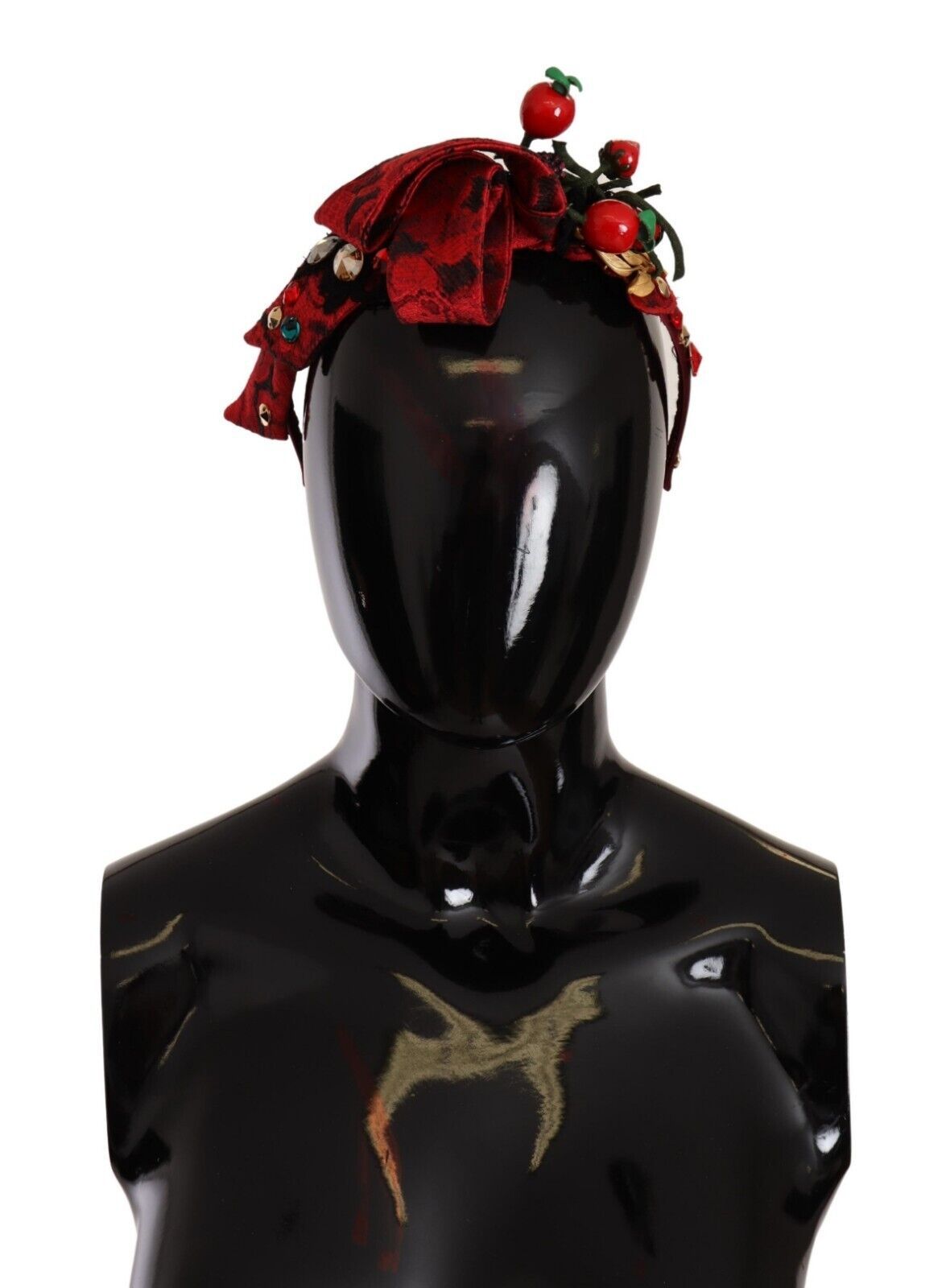 Dolce & Gabbana Red Tiara Berry Fruit Crystal Bow Hair Diadem Headband - Maison Luxe
